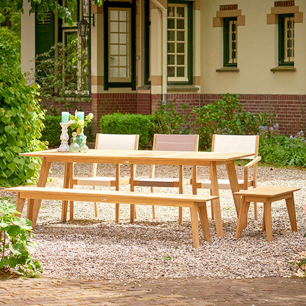 Traditional teak Luna garden bench without backrest 202 cm
