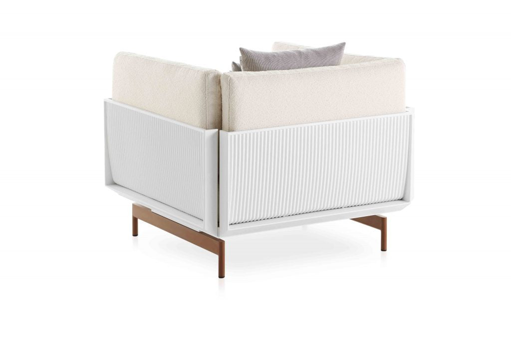 Gandia Blasco Onde Lounge Chair in creme, Rückansicht 