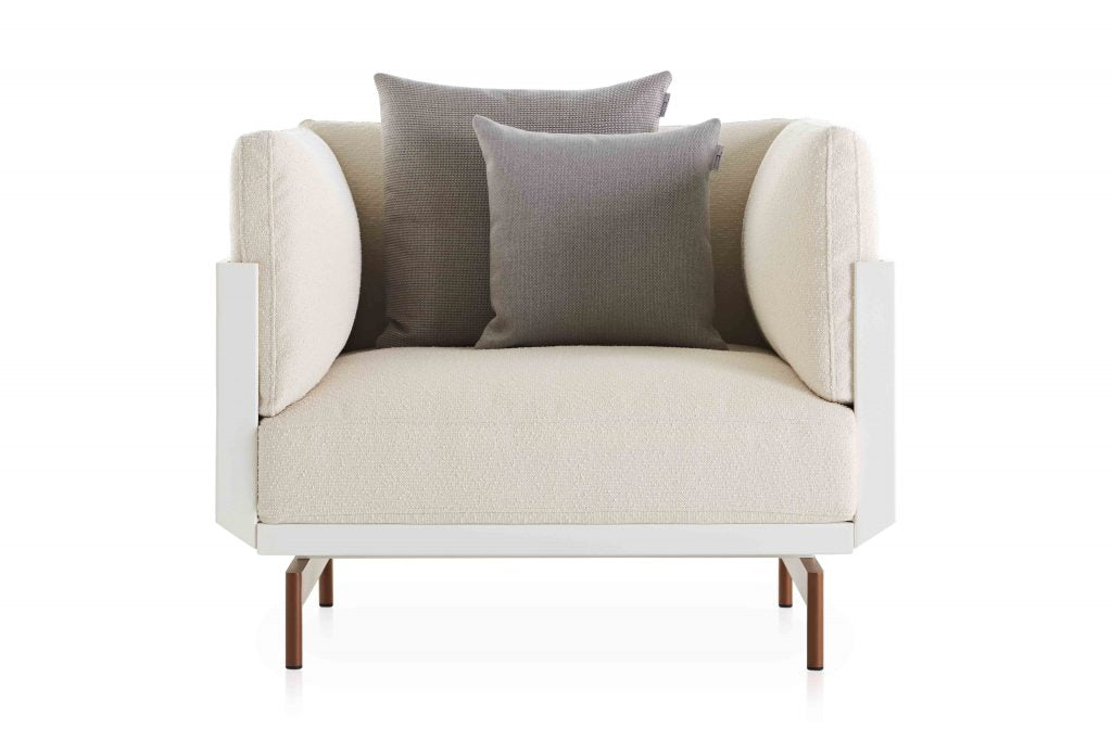 Gandia Blasco Onde Lounge Chair in creme, Frontansicht