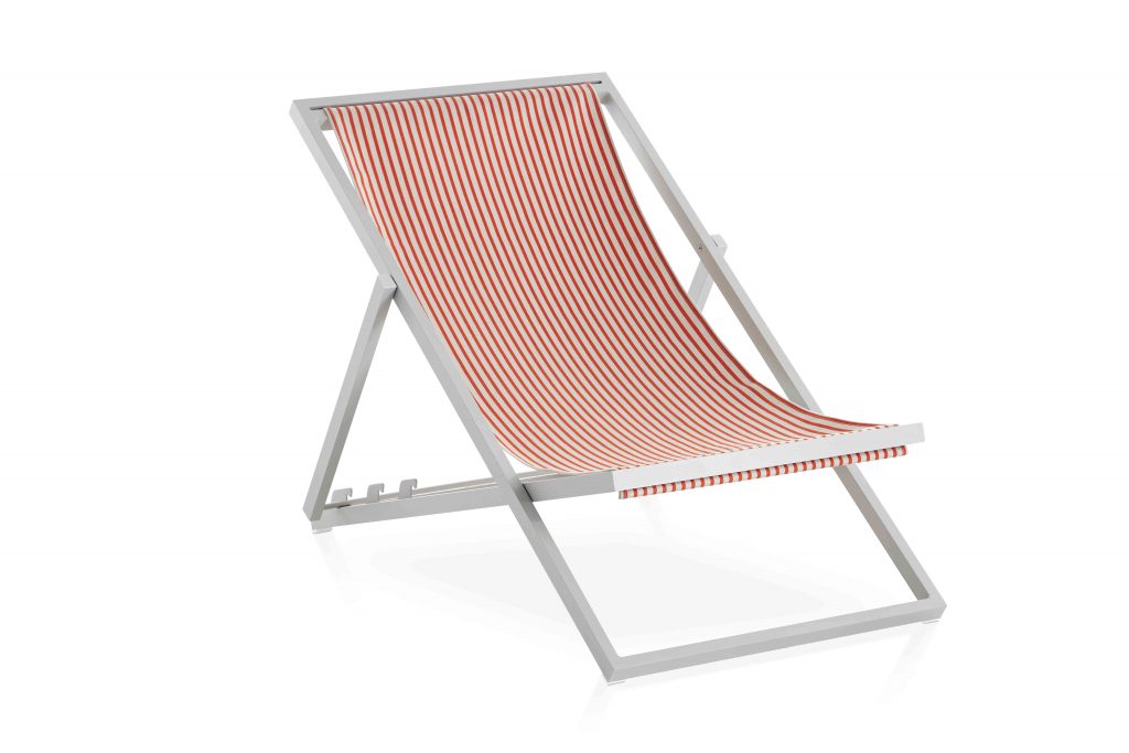 Gandia Blasco Picnic Deckchair in rot/gestreift, Seitenansicht 