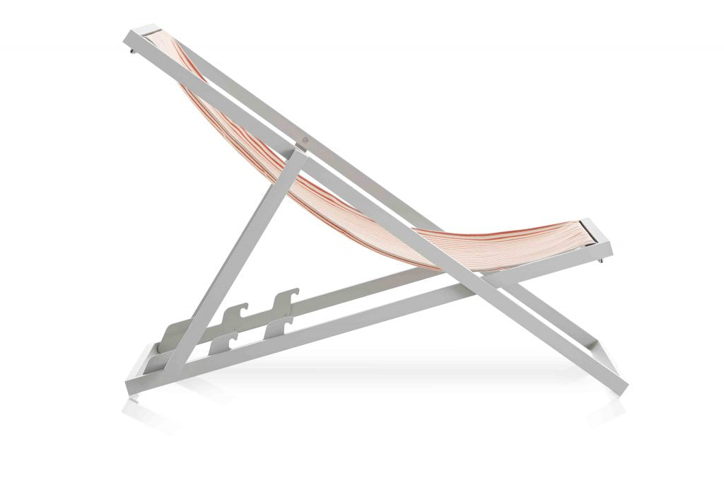 Gandia Blasco Picnic Deckchair in karotte/gestreift, Seitenansicht  