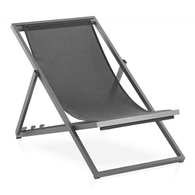 Gandia Blasco Picnic Deckchair in grau/gestreift, Seitenansicht   