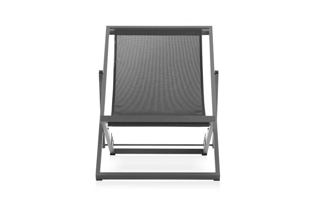 Gandia Blasco Picnic Deckchair in grau/gestreift, Frontansicht  