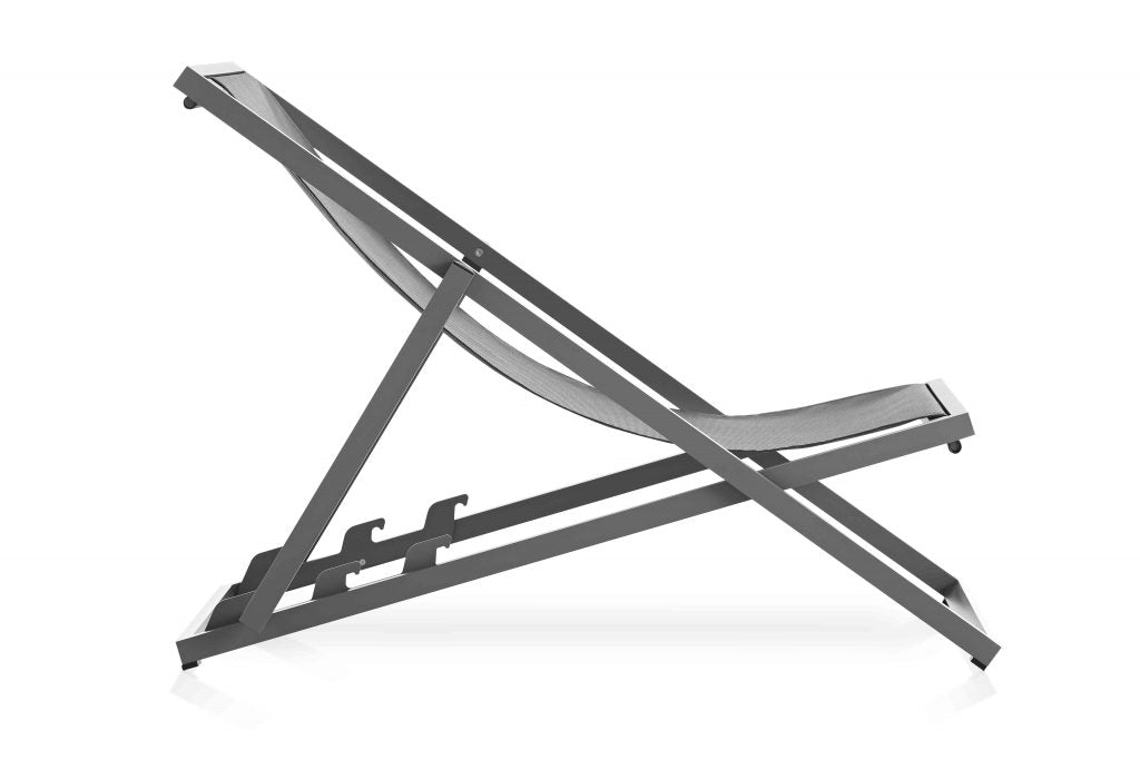 Gandia Blasco Picnic Deckchair in grau/gestreift, Seitenansicht   