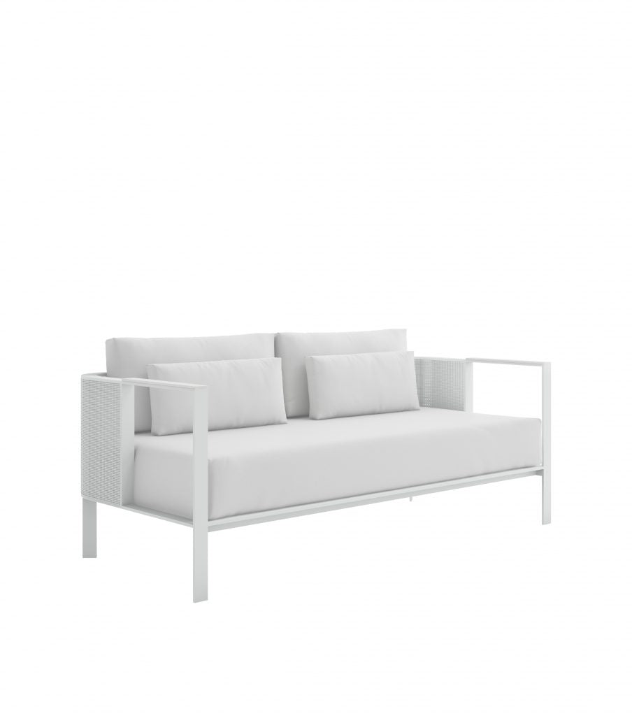 Gandia Blasco Solanas 2 Seat Sofa in weiß, Frontansicht 