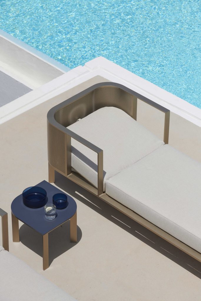 Gandia Blasco Solanas Chaise Lounge in weiß, Ansicht von oben