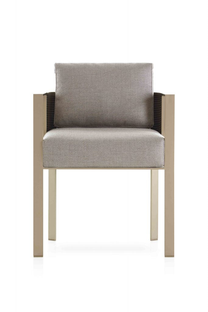 Gandia Blasco Solanas Dining Armchair in gold, Frontansicht 