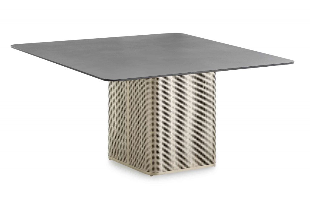 Gandia Blasco Solanas Dining Table 140 in gold, Frontansicht 