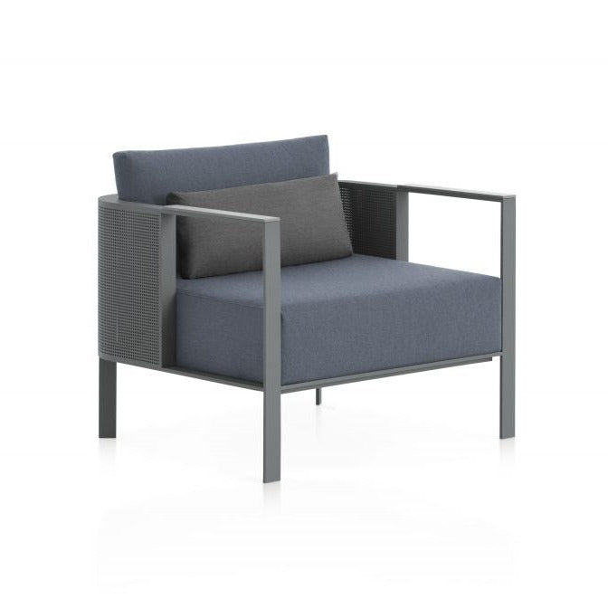 Gandia Blasco Solanas Lounge Chair in blau/grau, Frontansicht
