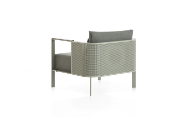 Gandia Blasco Solanas Lounge Chair in cement/grau, Rückansicht, leicht seitlich