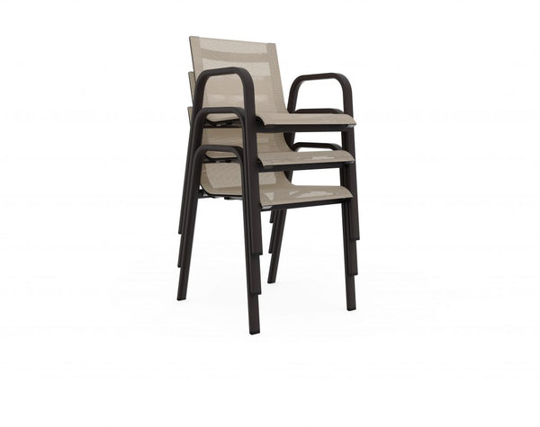 Gandia Blasco Stack Dining Armchair in schwarz, 3 Stühle übereinander gestapelt