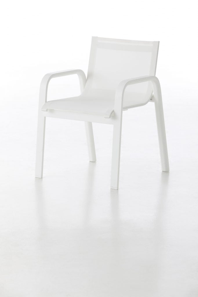 Gandia Blasco Stack Dining Club Armchair in weiß, Frontansicht 