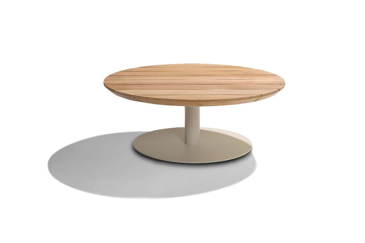 Tribù T-TABLE runder Kaffeetisch leinen/teak