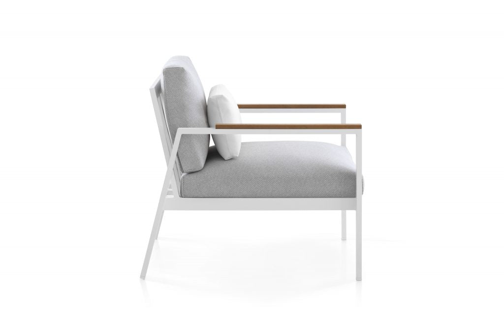 Gandia Blasco Timeless Lounge Chair in weiß, Seitenansicht 