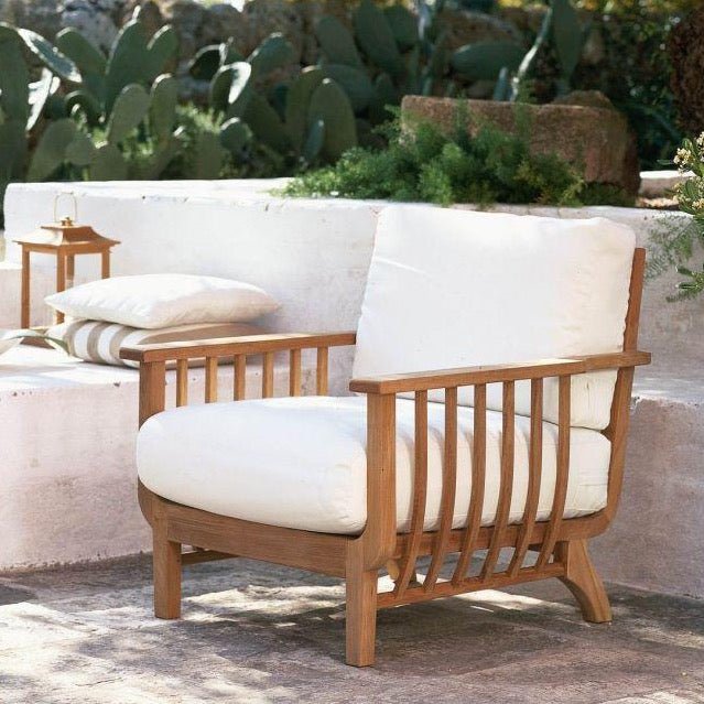 Teakholz Sessel Unopiu Chelsea mit Polster in Latte
